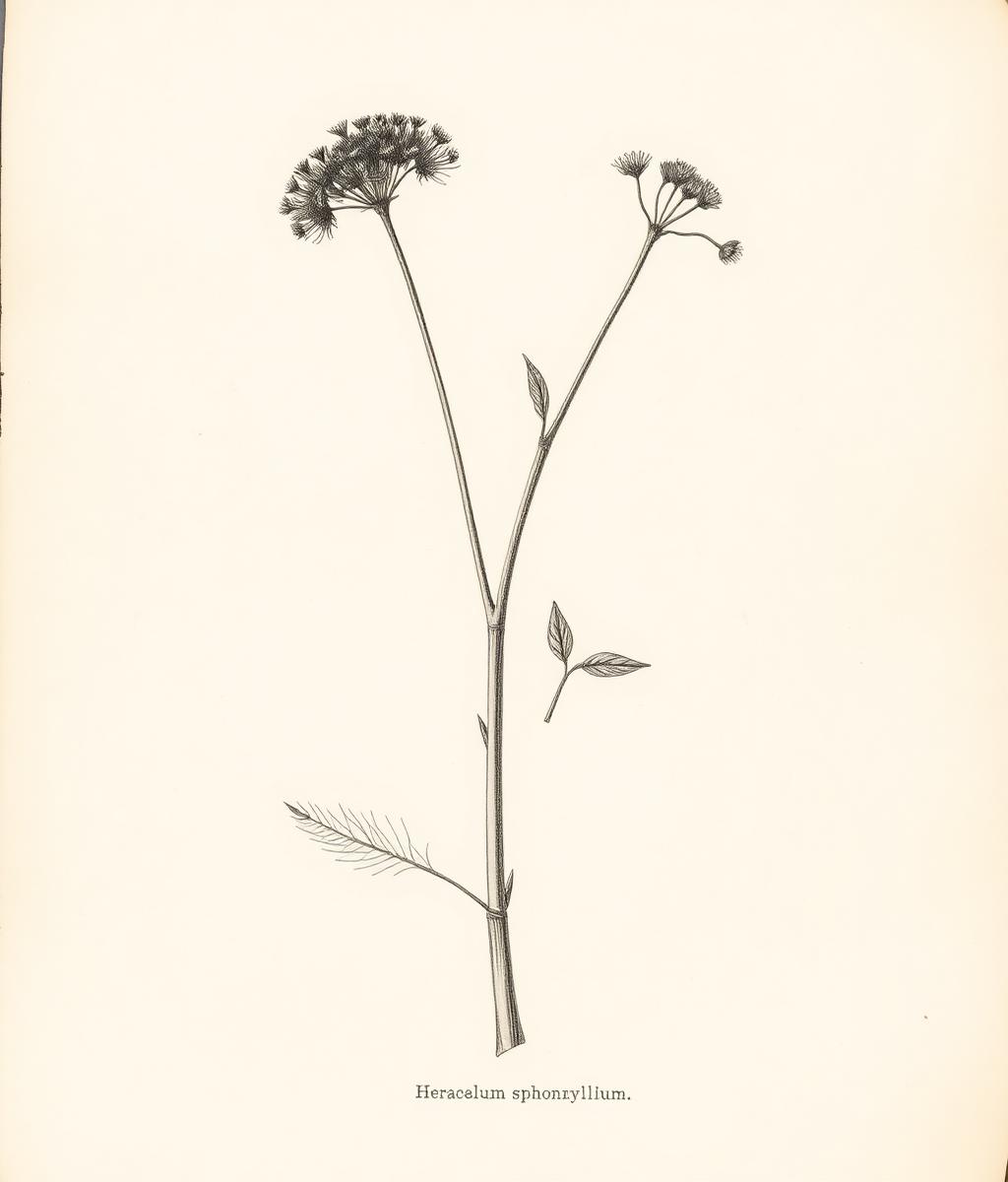 Botanical archive card engraving of Hogweed