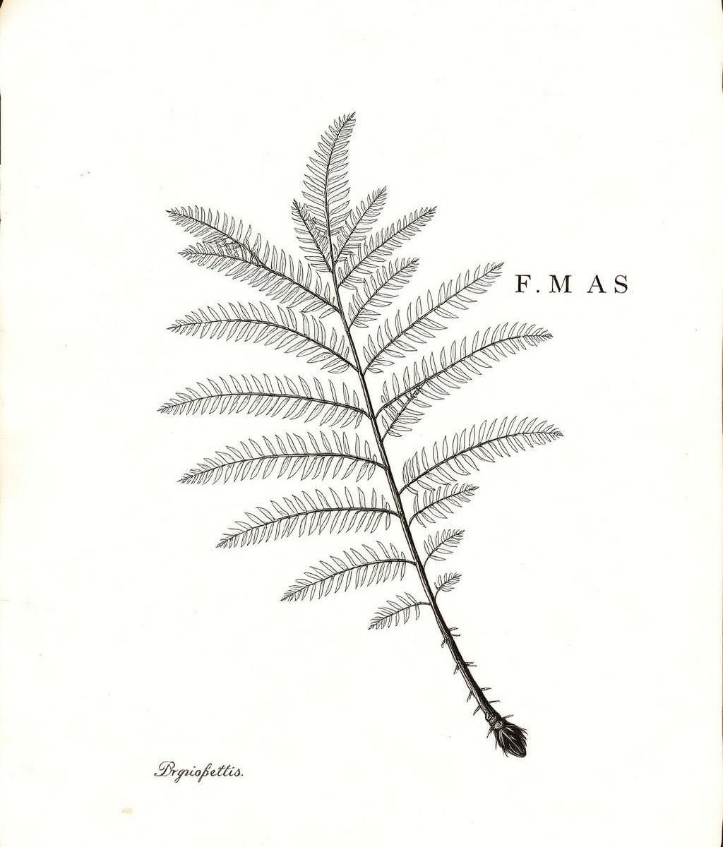 Botanical archive card engraving of Male Fern