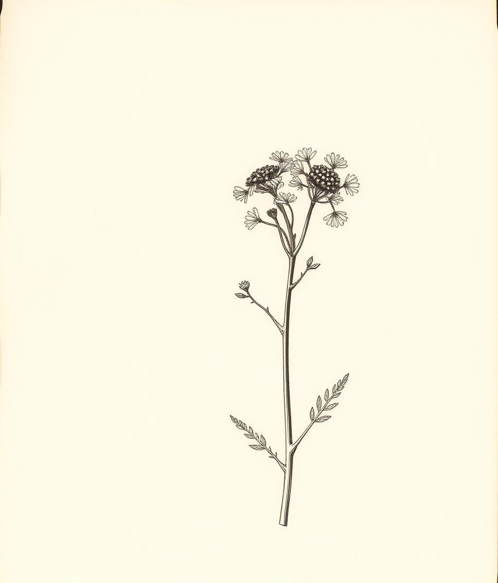 Botanical archive card engraving of Yarrow